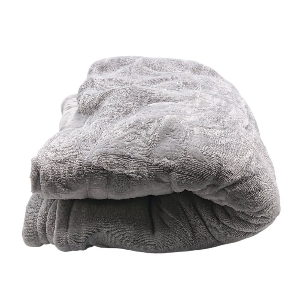 Plush Flannel Heated Throw Blanket 50x60 Light Gray 6 Heat Setting Soft Fur New